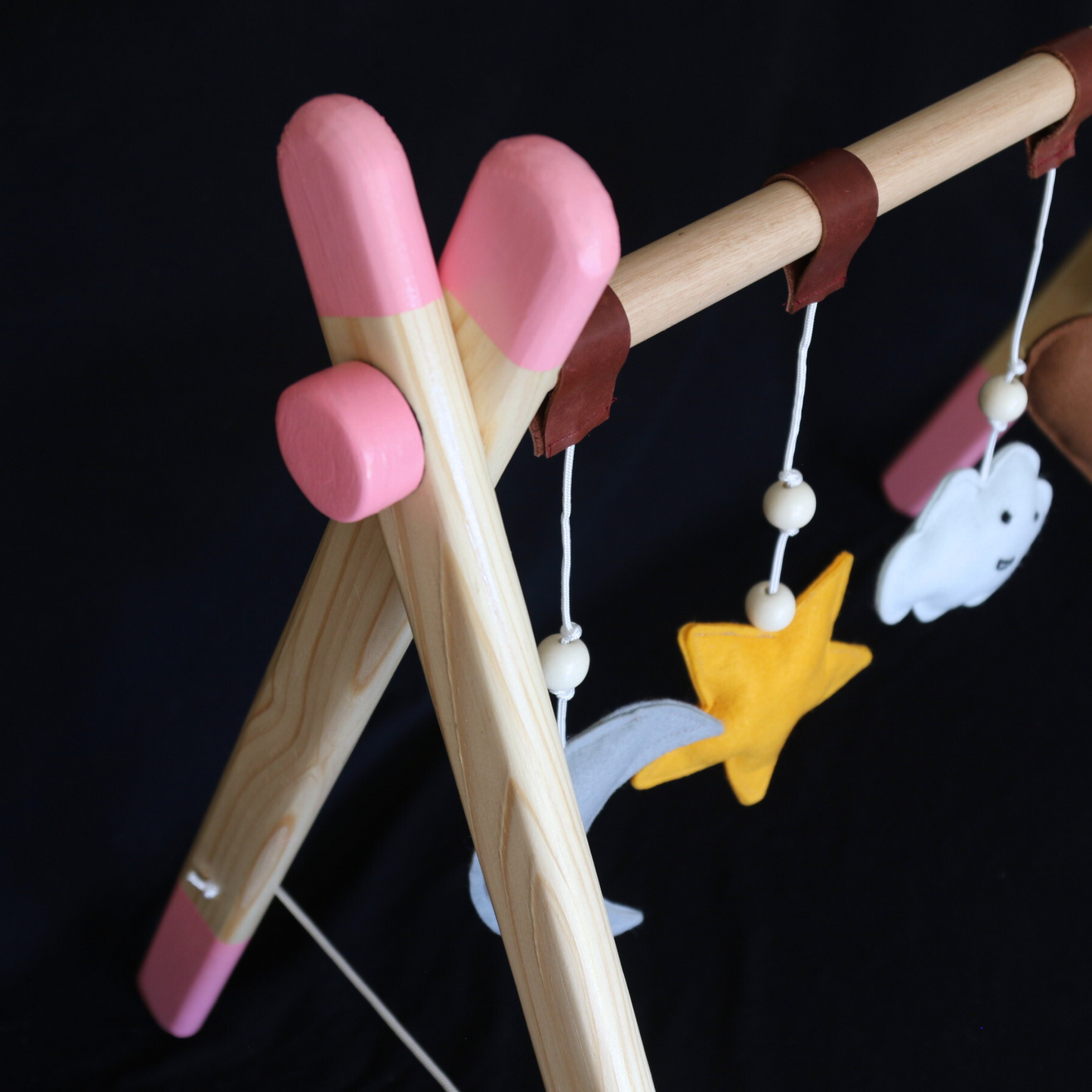 Wooden Baby Play Gym with Toys - Pink