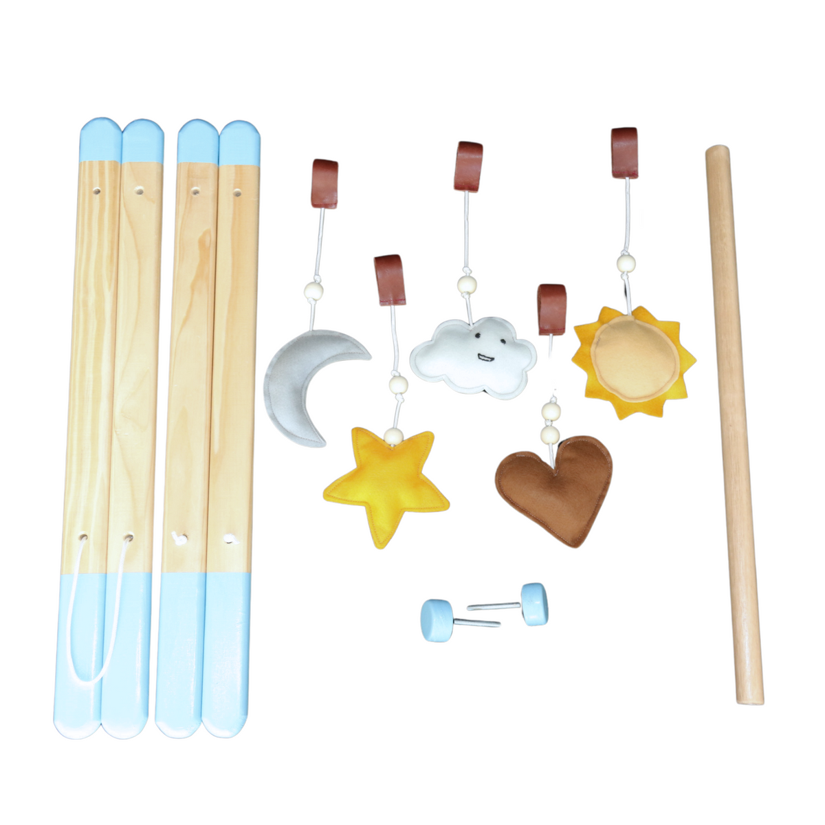 Wooden Baby Play Gym with Toys - Blue