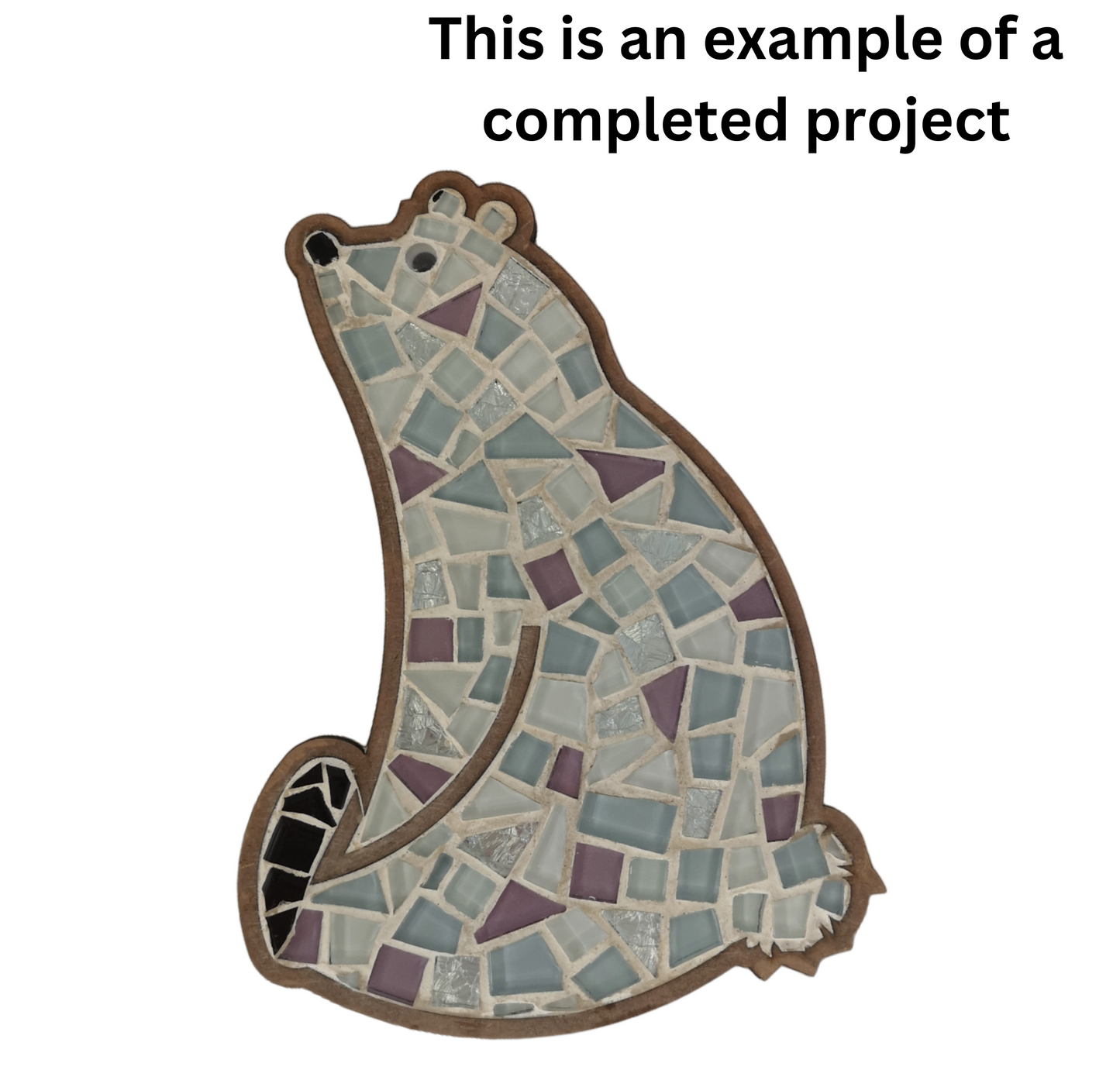 DYI polar bear mosaic art kit with eco-friendly tiles and wooden cutout