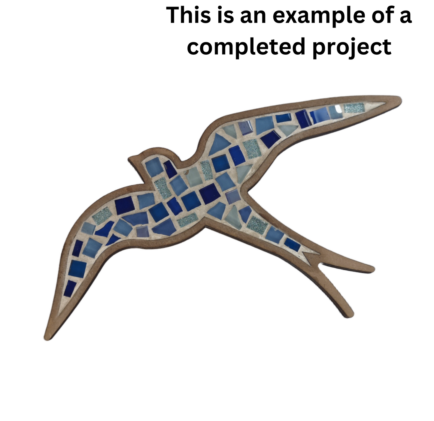 DIY bird mosaic kit for kids with wooden base and bright tiles