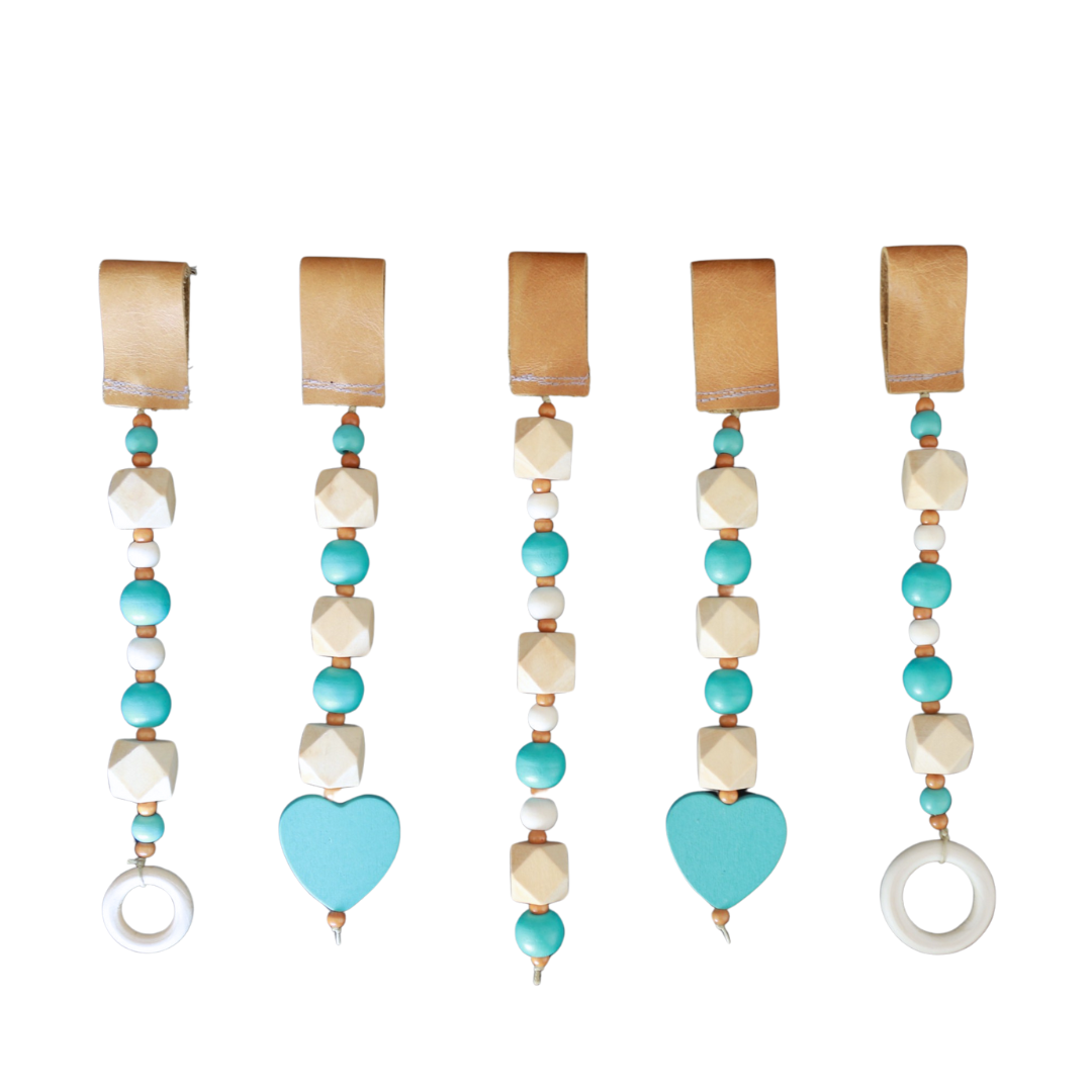 Wooden Beads Baby Gym Dangle Toys - Baby Blue