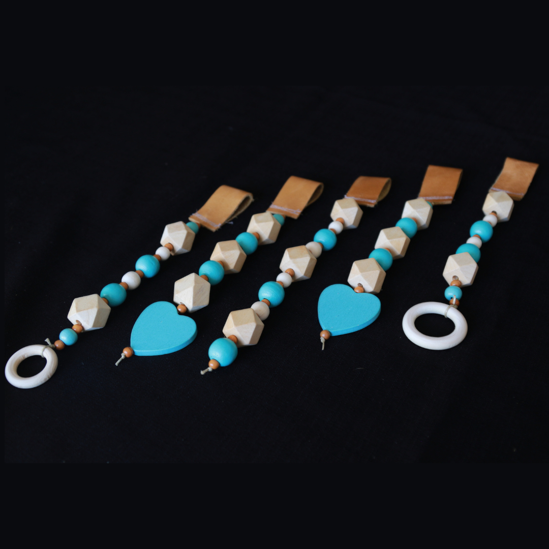 Wooden Beads Baby Gym Dangle Toys - Baby Blue