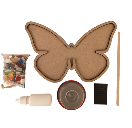 DIY butterfly mosaic kit with colorful tiles and wooden base – Two Eddyphants