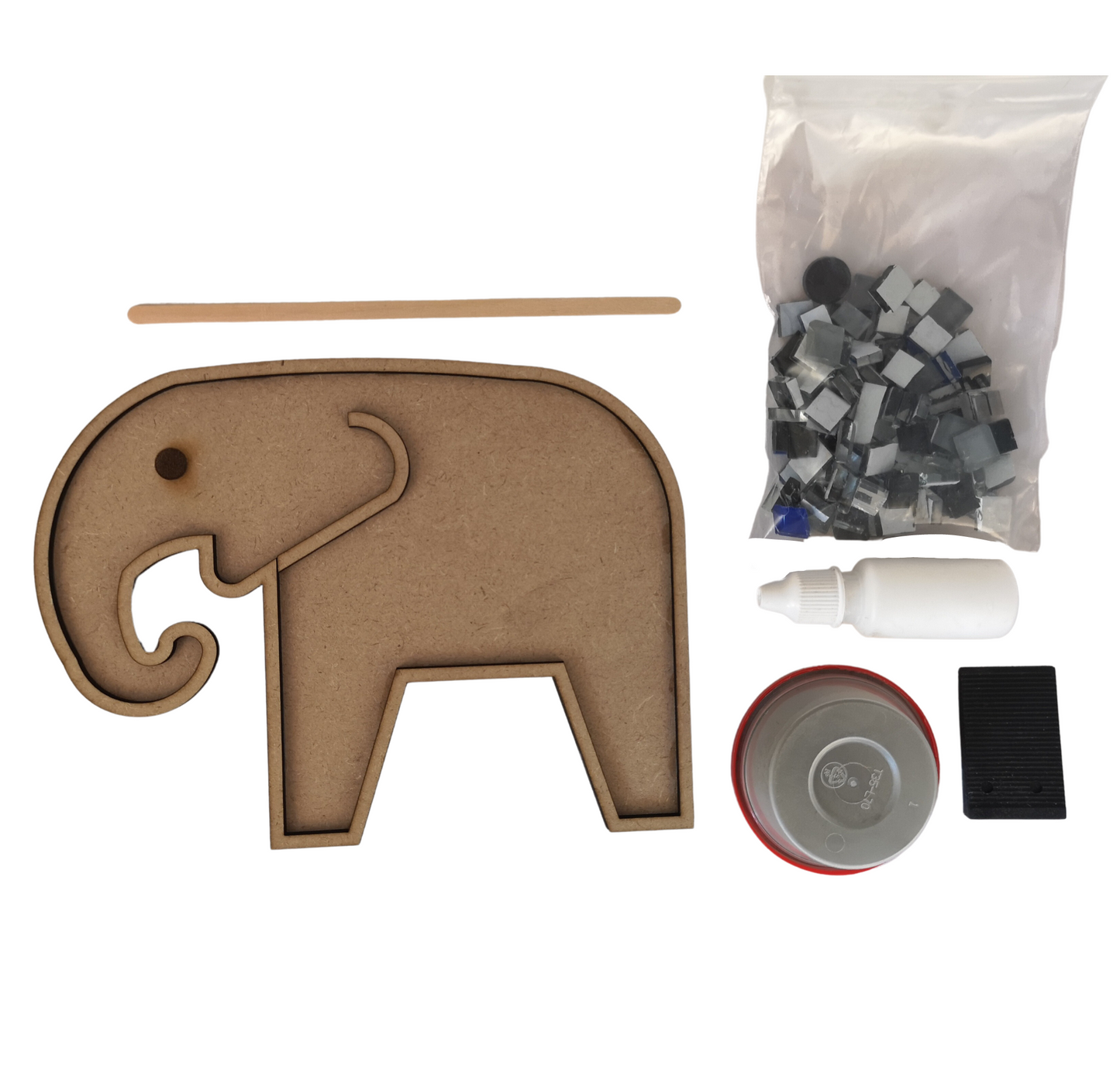 DIY elephant mosaic kit for kids with wooden base and bright tiles

