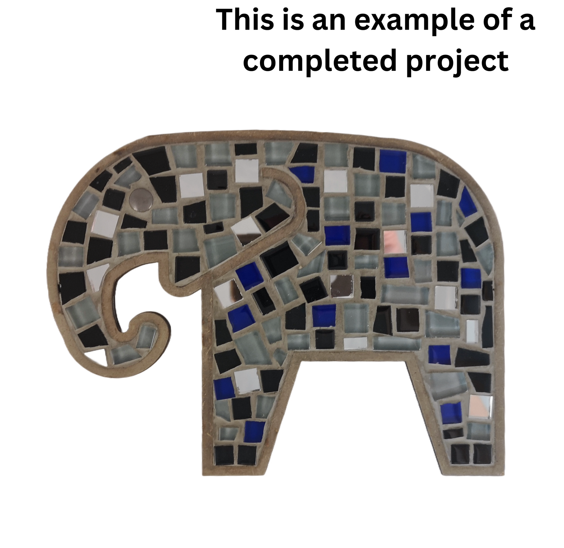 DIY elephant mosaic kit for kids with wooden base and bright tiles


