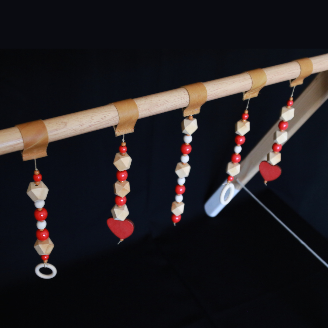 Wooden Beads Baby Gym Dangle Toys - Red