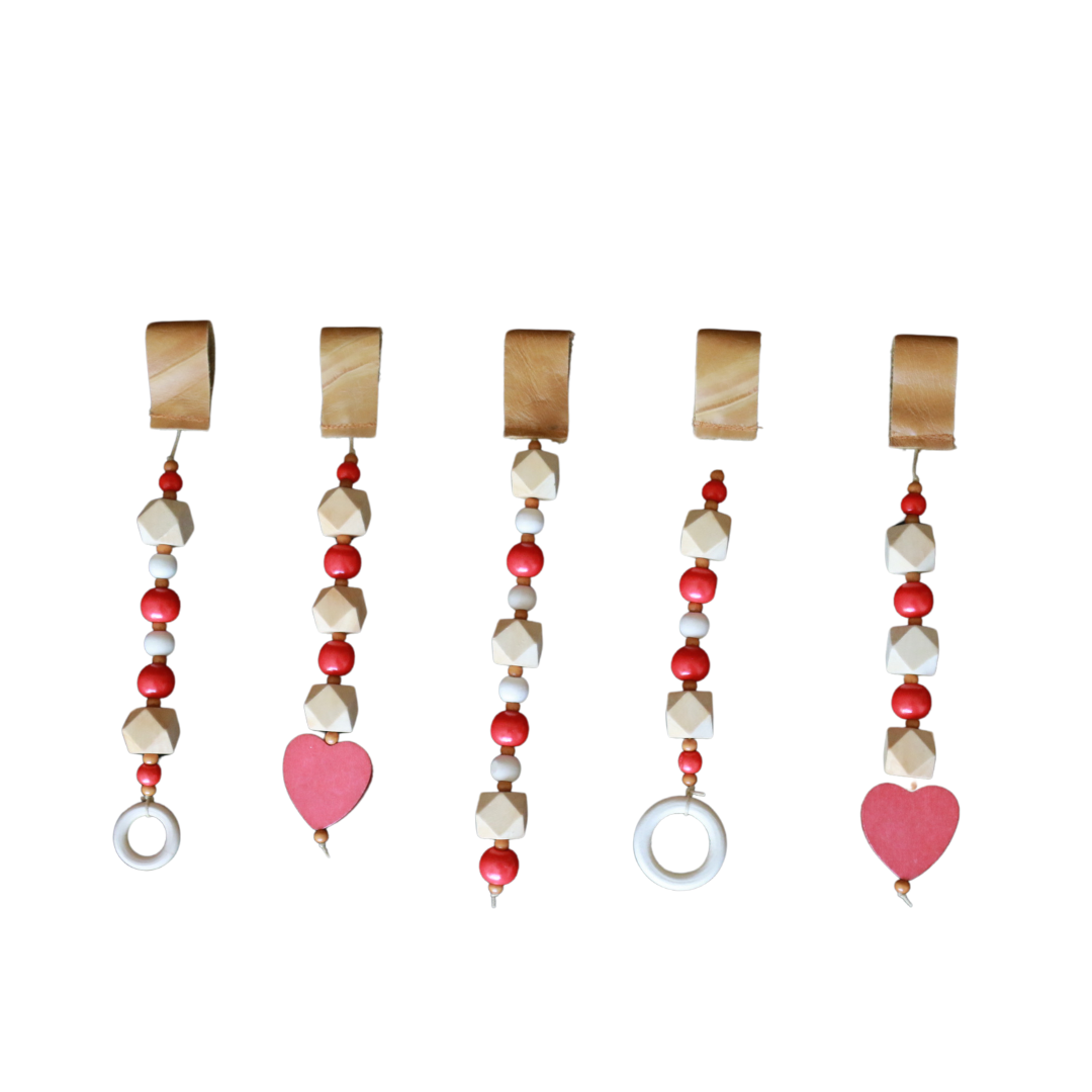 Wooden Beads Baby Gym Dangle Toys - Red