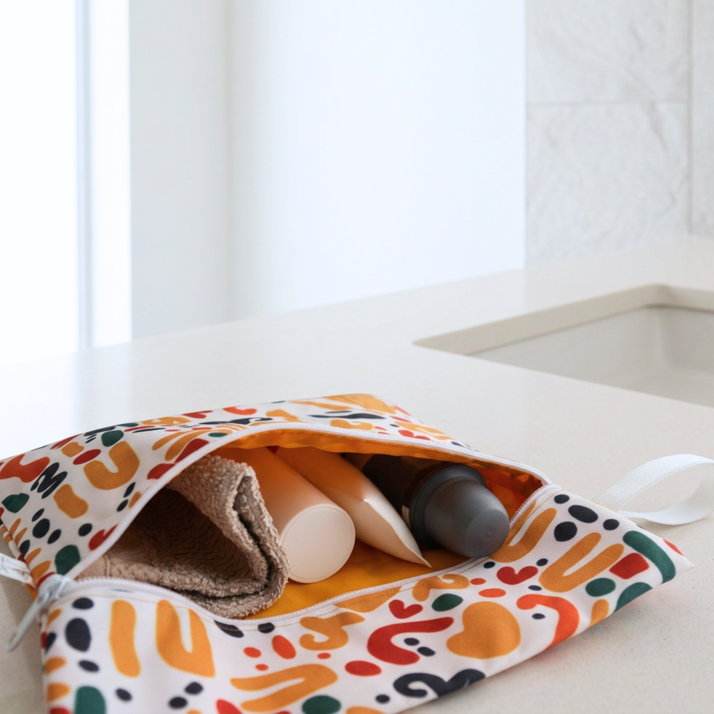 Roll-up wet bag for travel, toiletries, shoes and clothing