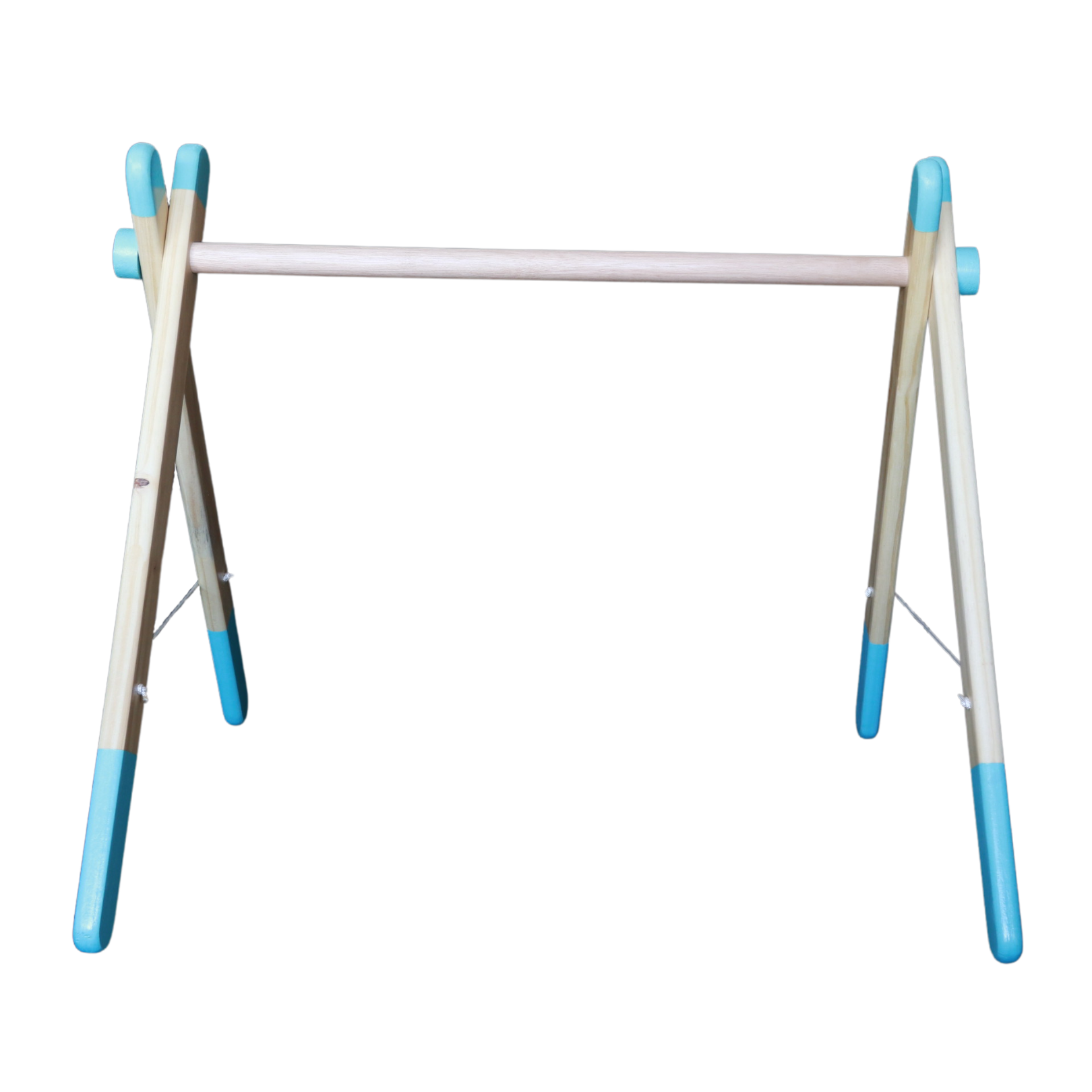 Blue Sustainable wooden baby activity gym with travel bag, made locally by Two Eddyphants South Africa