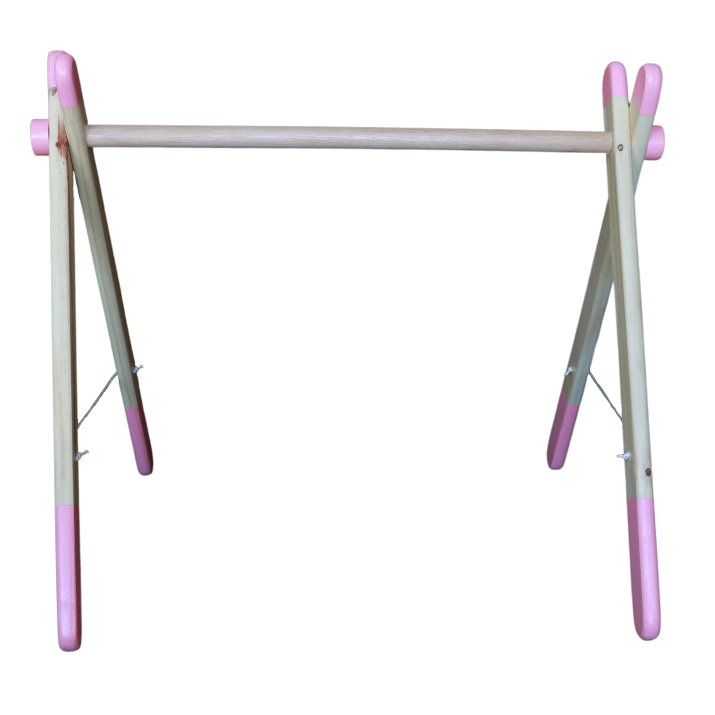 Pink Sustainable wooden baby activity gym with travel bag, made locally by Two Eddyphants South Africa