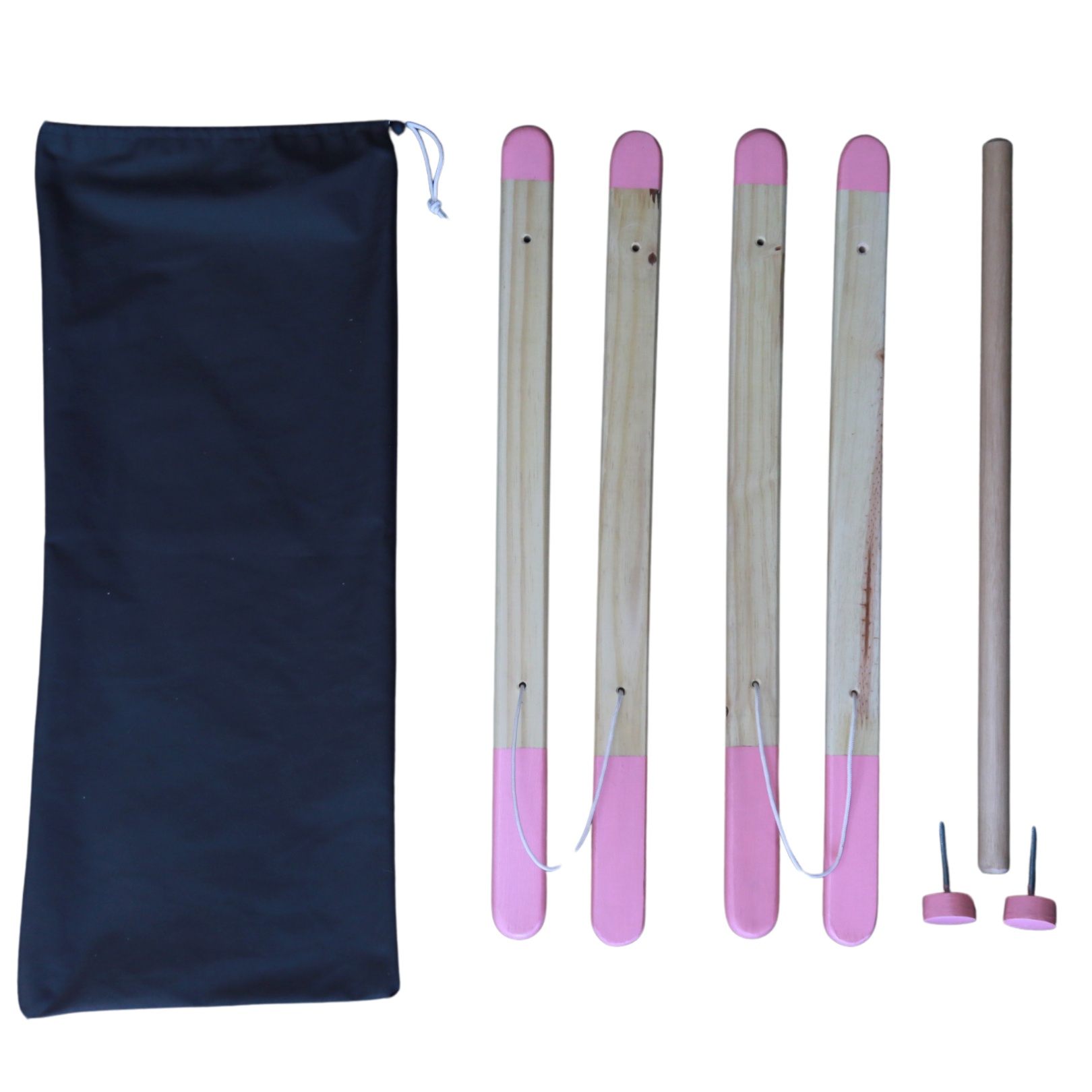Pink Sustainable wooden baby activity gym with travel bag, made locally by Two Eddyphants South Africa