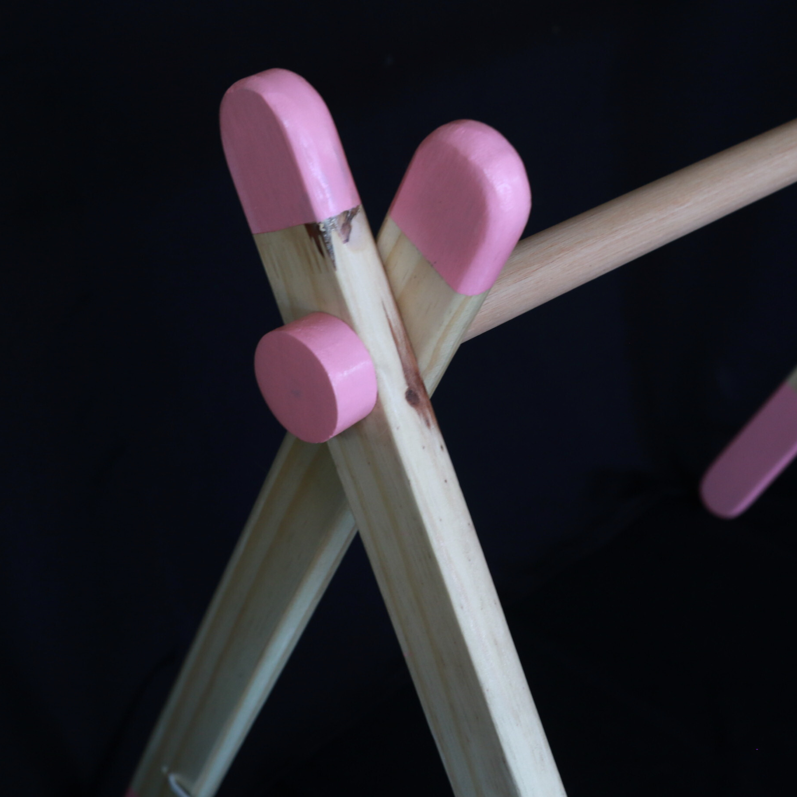 Pink Sustainable wooden baby activity gym with travel bag, made locally by Two Eddyphants South Africa