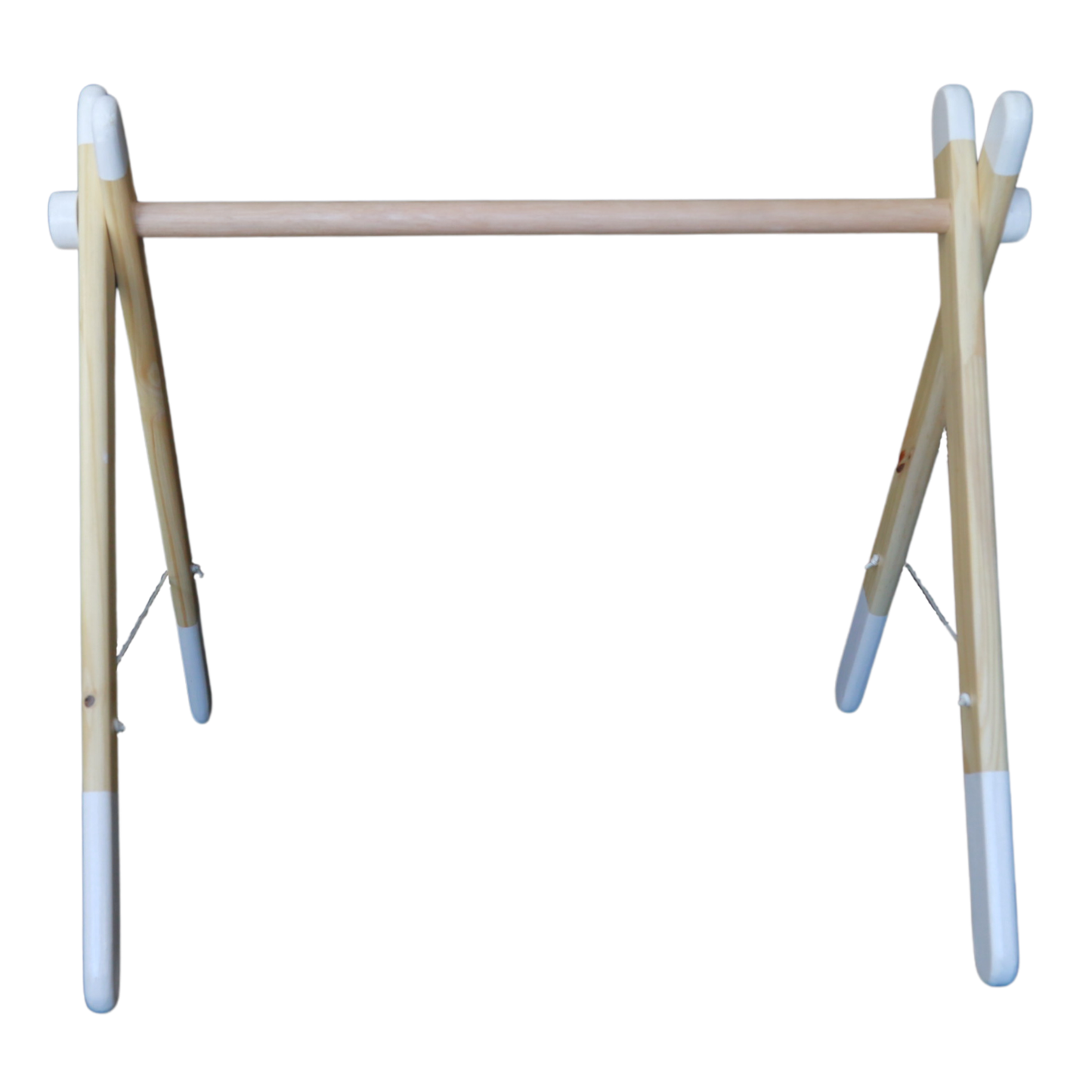 White sustainable wooden baby activity gym with travel bag, made locally by Two Eddyphants South Africa