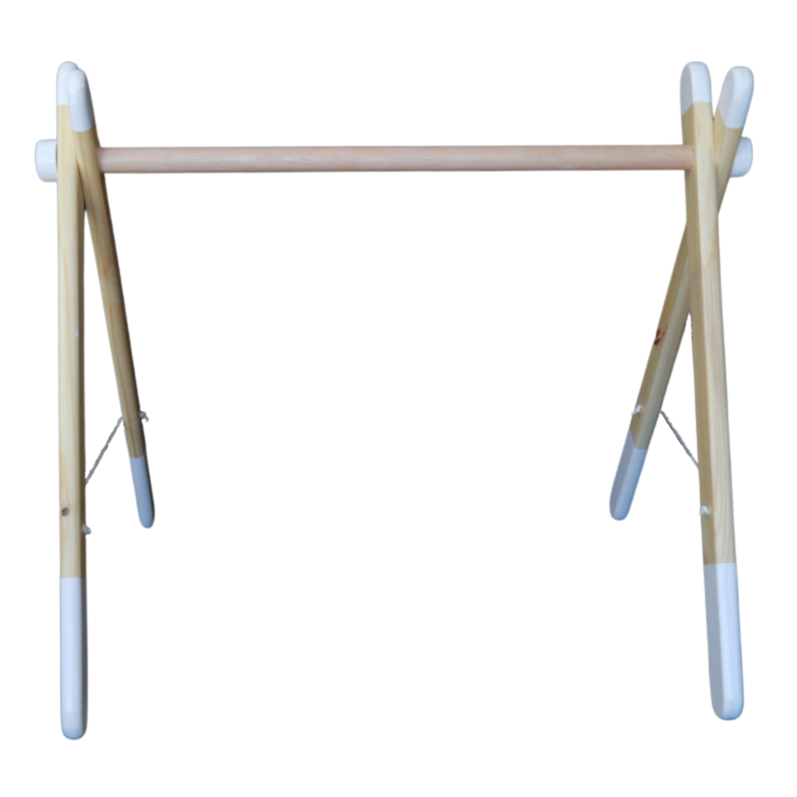 White sustainable wooden baby activity gym with travel bag, made locally by Two Eddyphants South Africa
