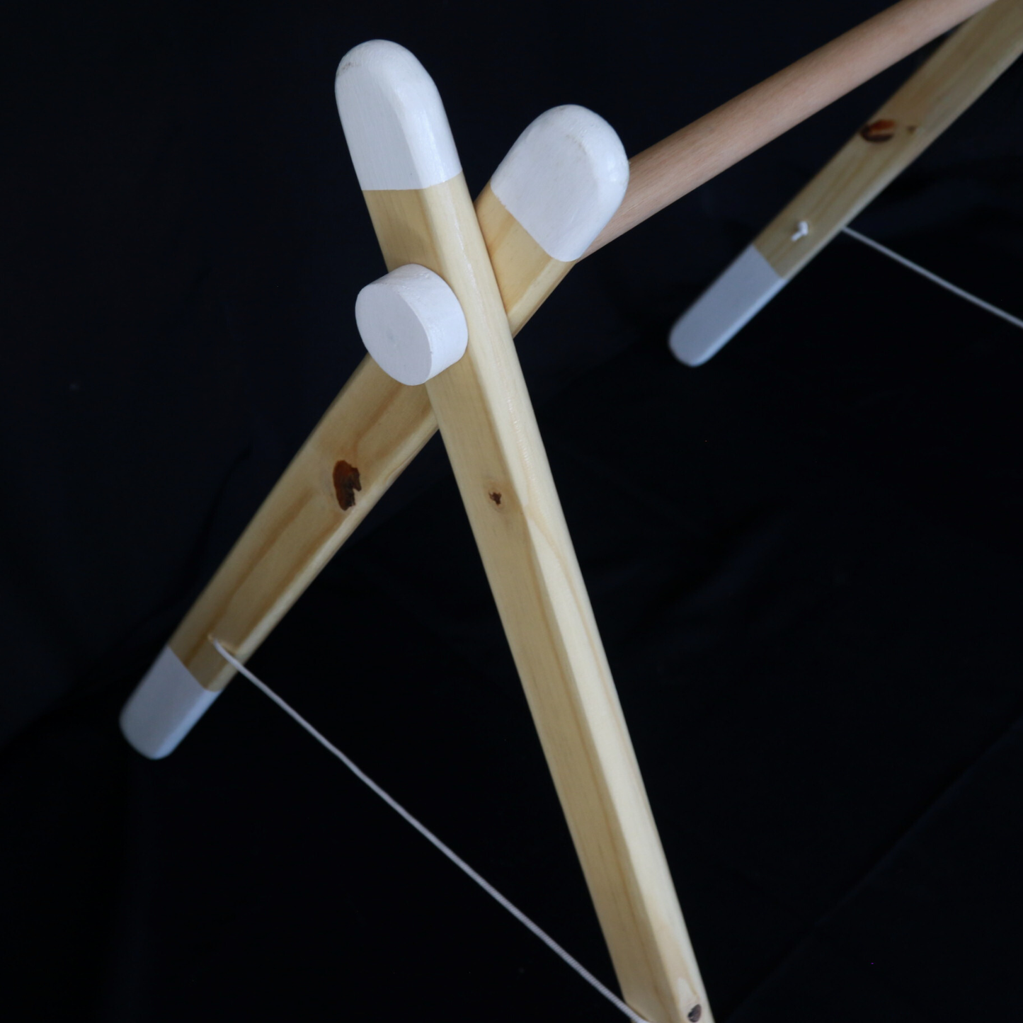 White sustainable wooden baby activity gym with travel bag, made locally by Two Eddyphants South Africa