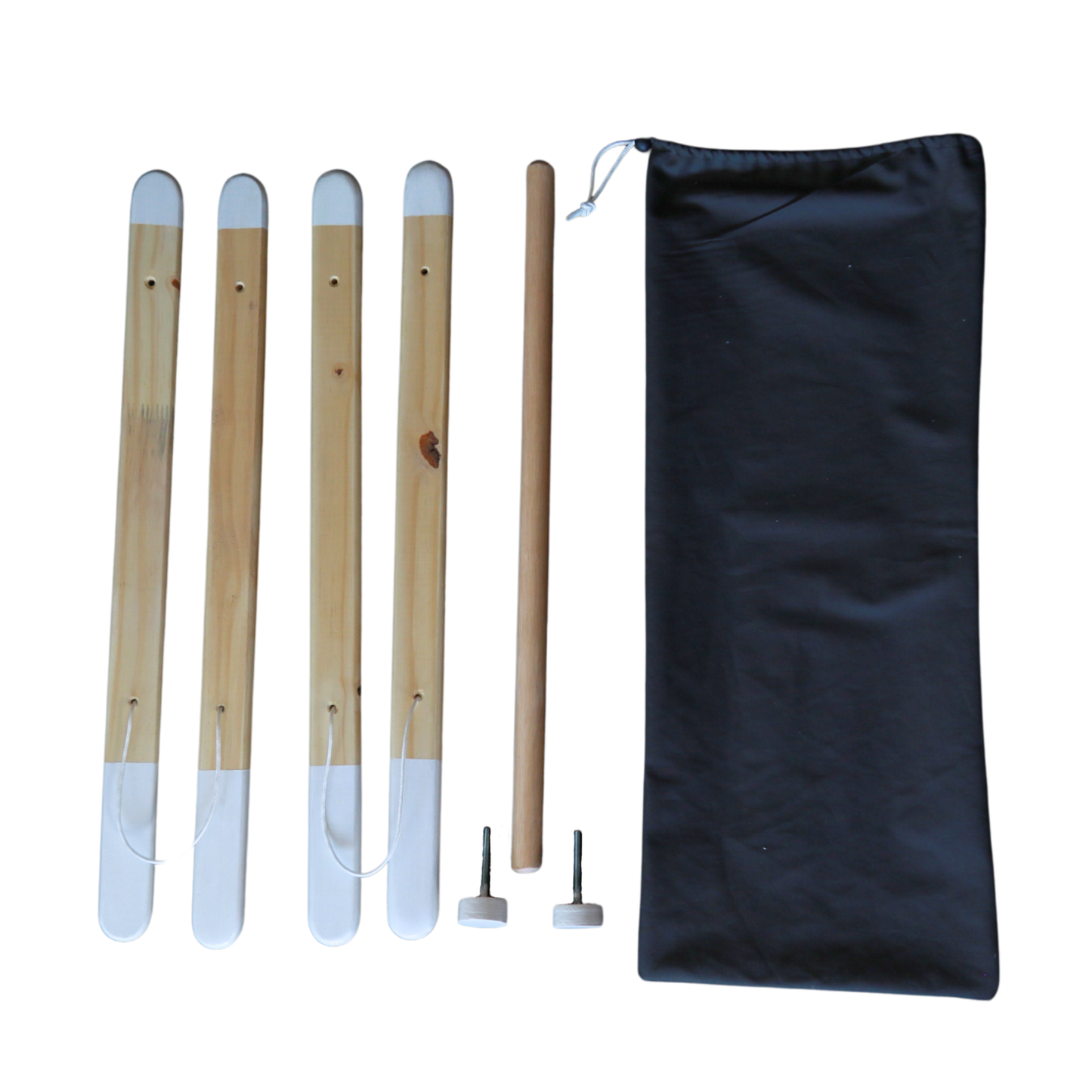 White sustainable wooden baby activity gym with travel bag, made locally by Two Eddyphants South Africa