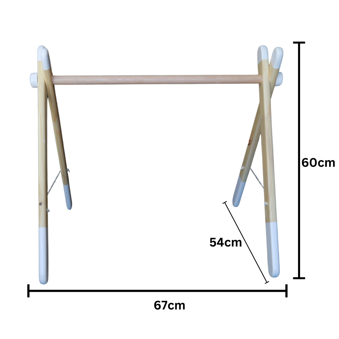 White sustainable wooden baby activity gym with travel bag, made locally by Two Eddyphants South Africa