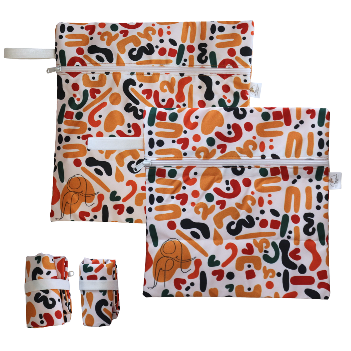 Two Eddyphants reusable wet bag available in Small and Medium sizes