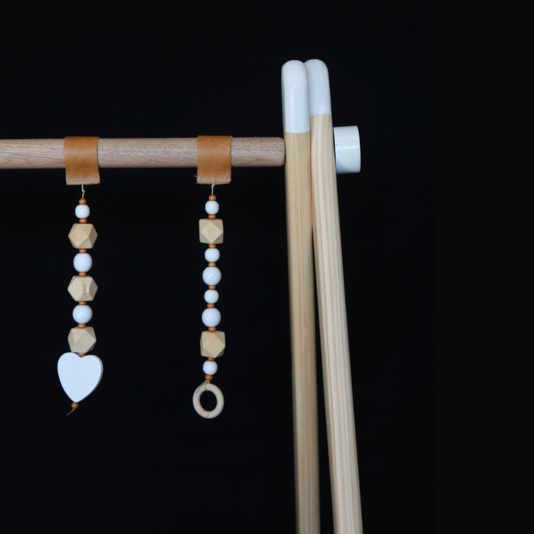 Wooden Baby Play Gym with Beaded Dangle Toys