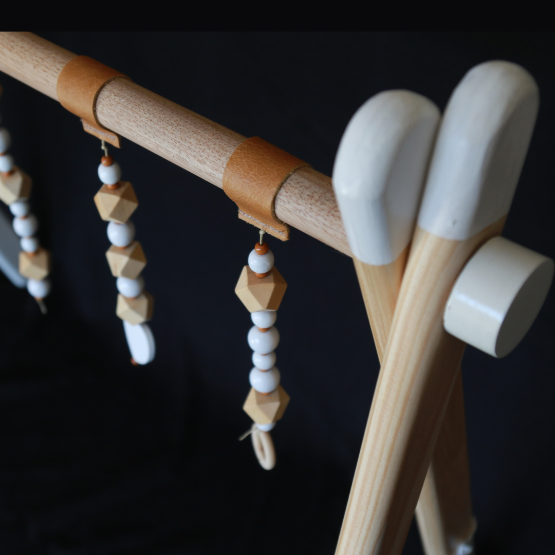 Wooden Baby Play Gym with Beaded Dangle Toys