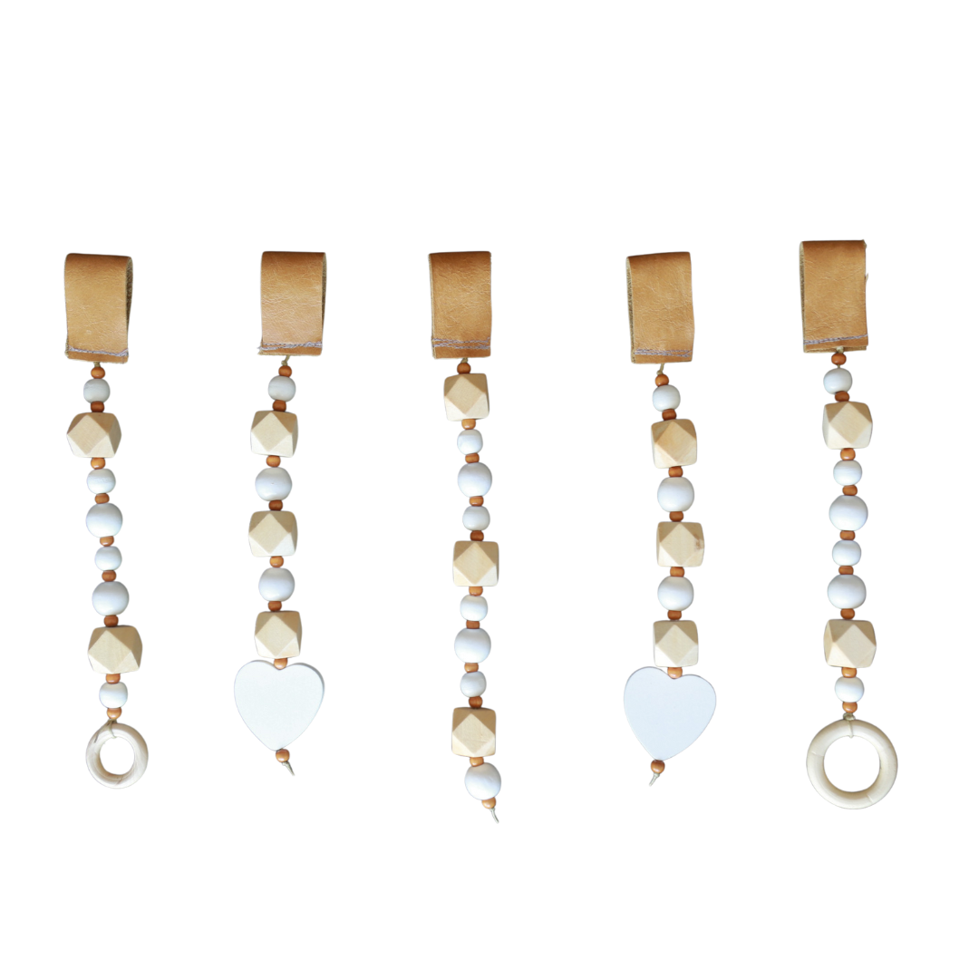 Wooden Beads Baby Gym Dangle Toys - White