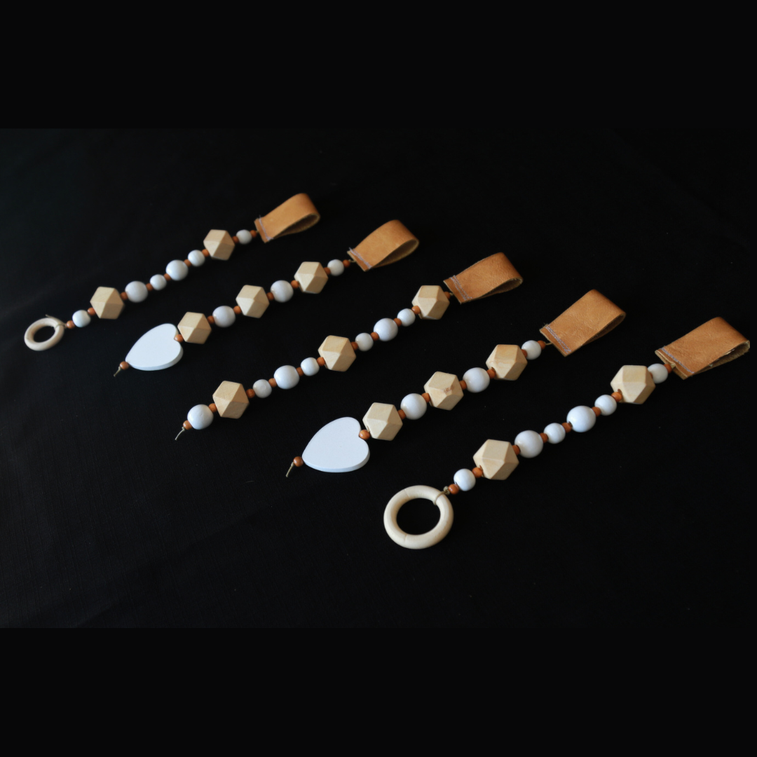 Wooden Beads Baby Gym Dangle Toys - White