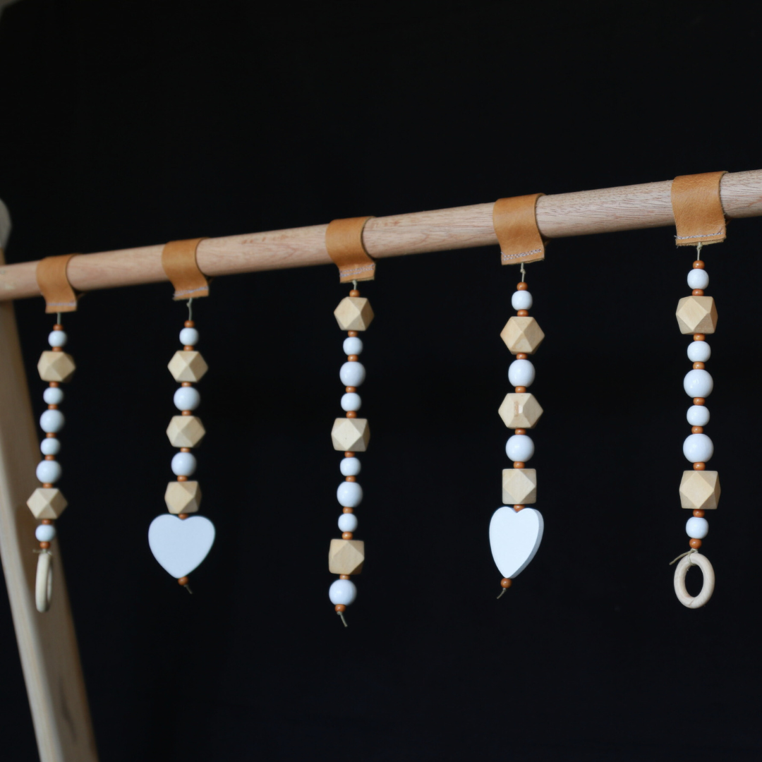 Wooden Baby Play Gym with Beaded Dangle Toys