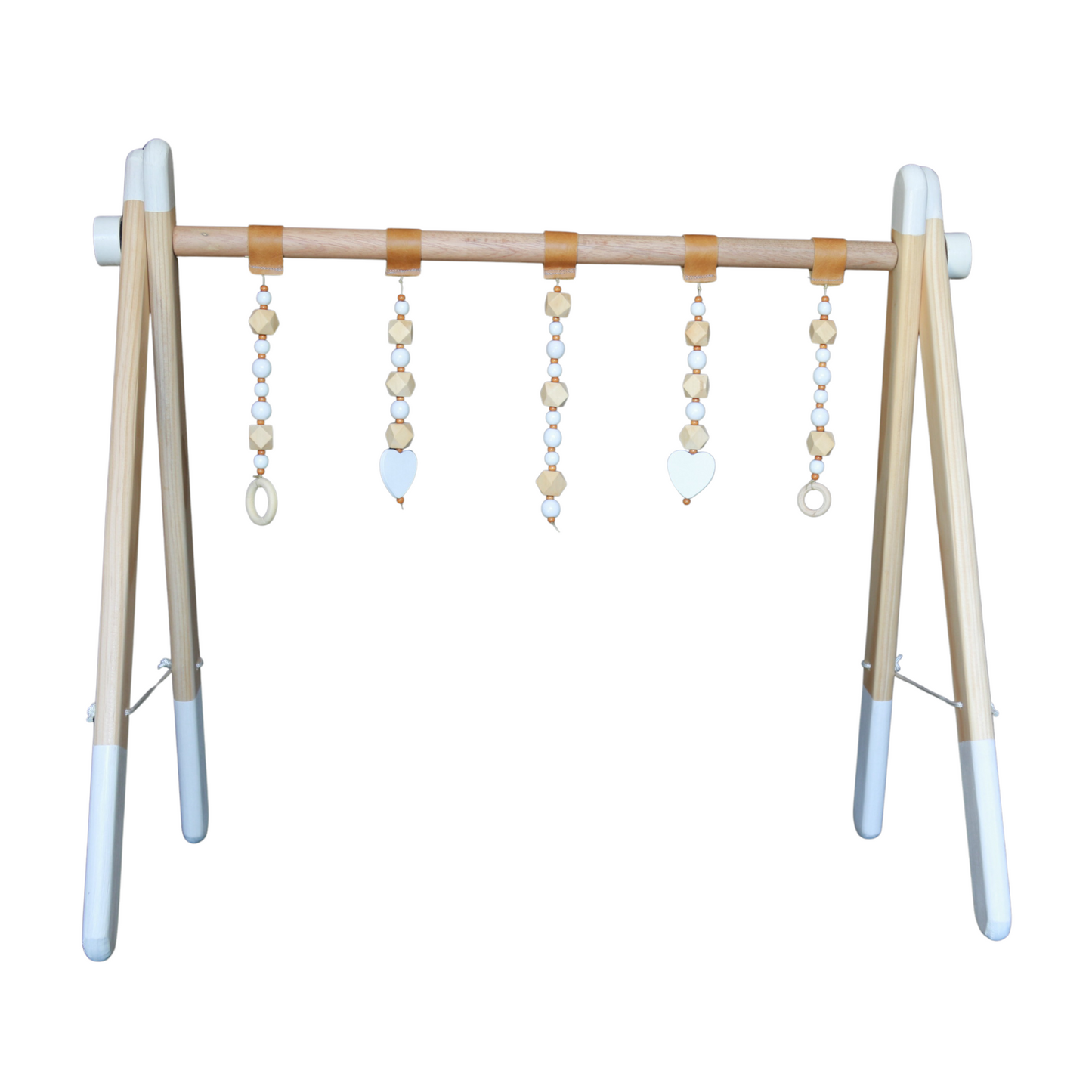 Wooden Baby Play Gym with Beaded Dangle Toys