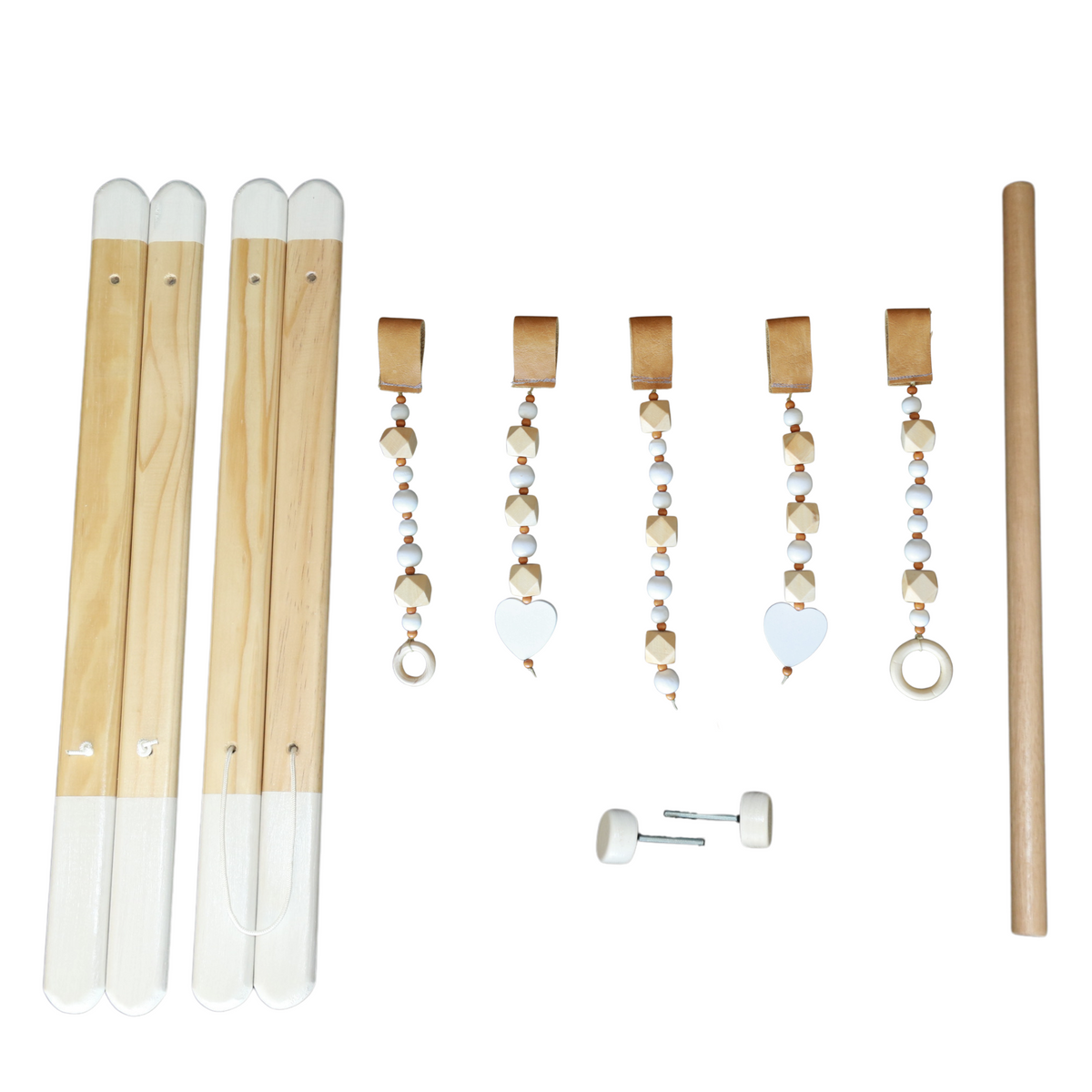 Wooden Baby Play Gym with Beaded Dangle Toys