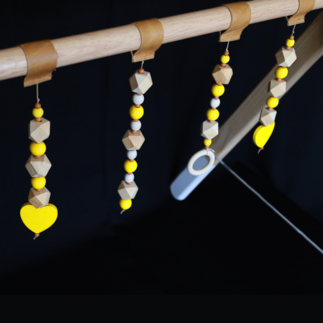 Wooden Beads Baby Gym Dangle Toys - Yellow