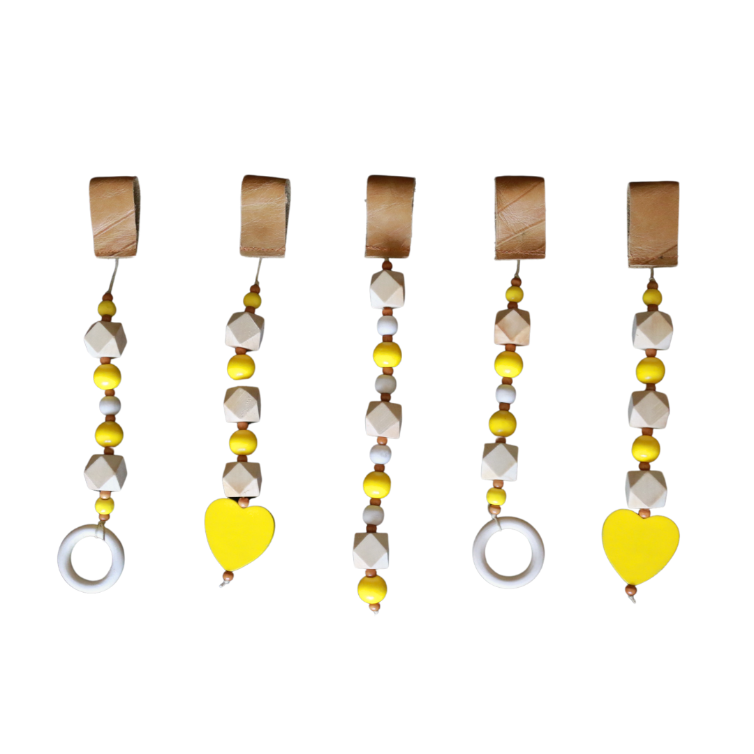 Wooden Beads Baby Gym Dangle Toys - Yellow